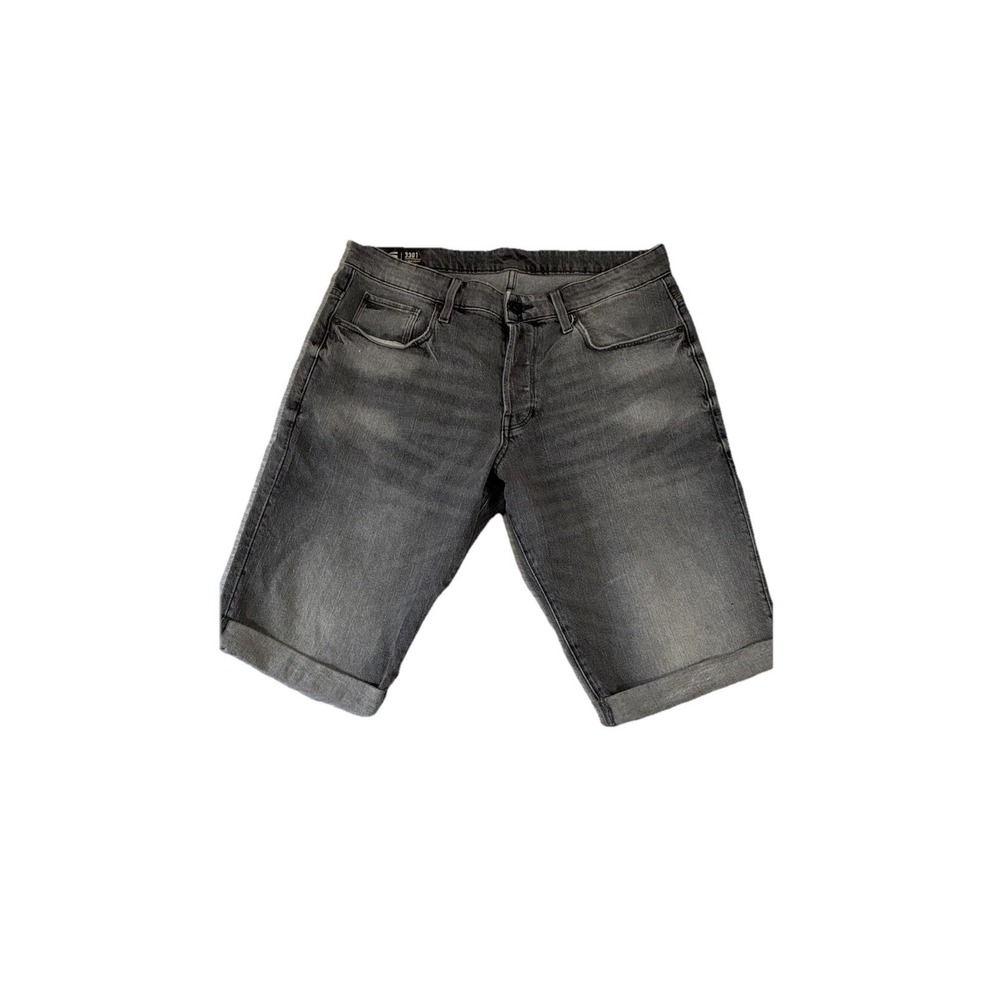 G-Star RAW 3301 Straight Shorts Mens 34 Gray Denim Bermuda Stretch Casual